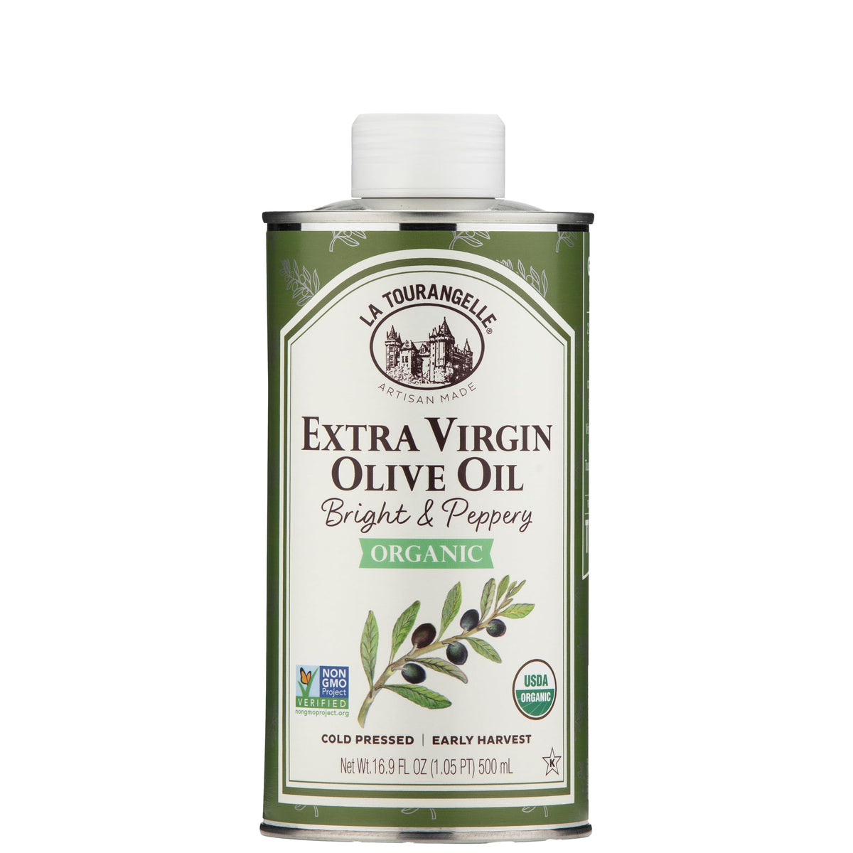 La Tourangelle EVOO bottle pour enhances cooking flavor and finishing dishes.
