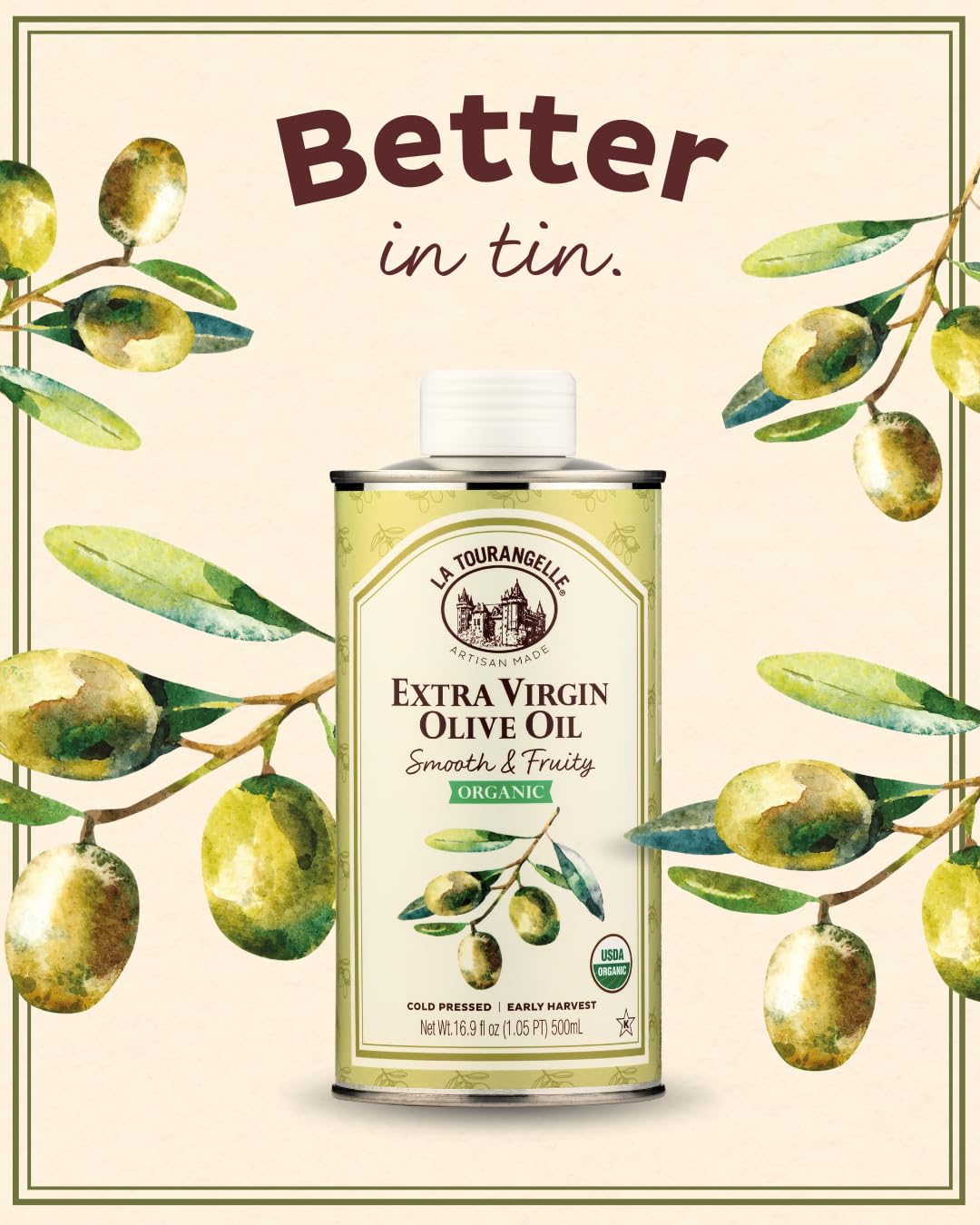 La Tourangelle olive oil cooking image shows premium cold-pressed quality for home cooks.