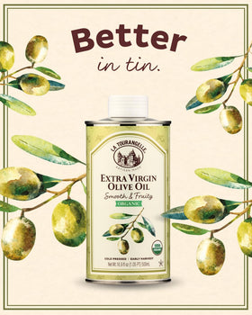 La Tourangelle olive oil cooking image shows premium cold-pressed quality for home cooks.
