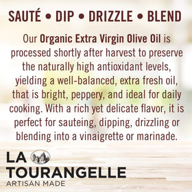 La Tourangelle label art reflects artisanal origin and craftsmanship.