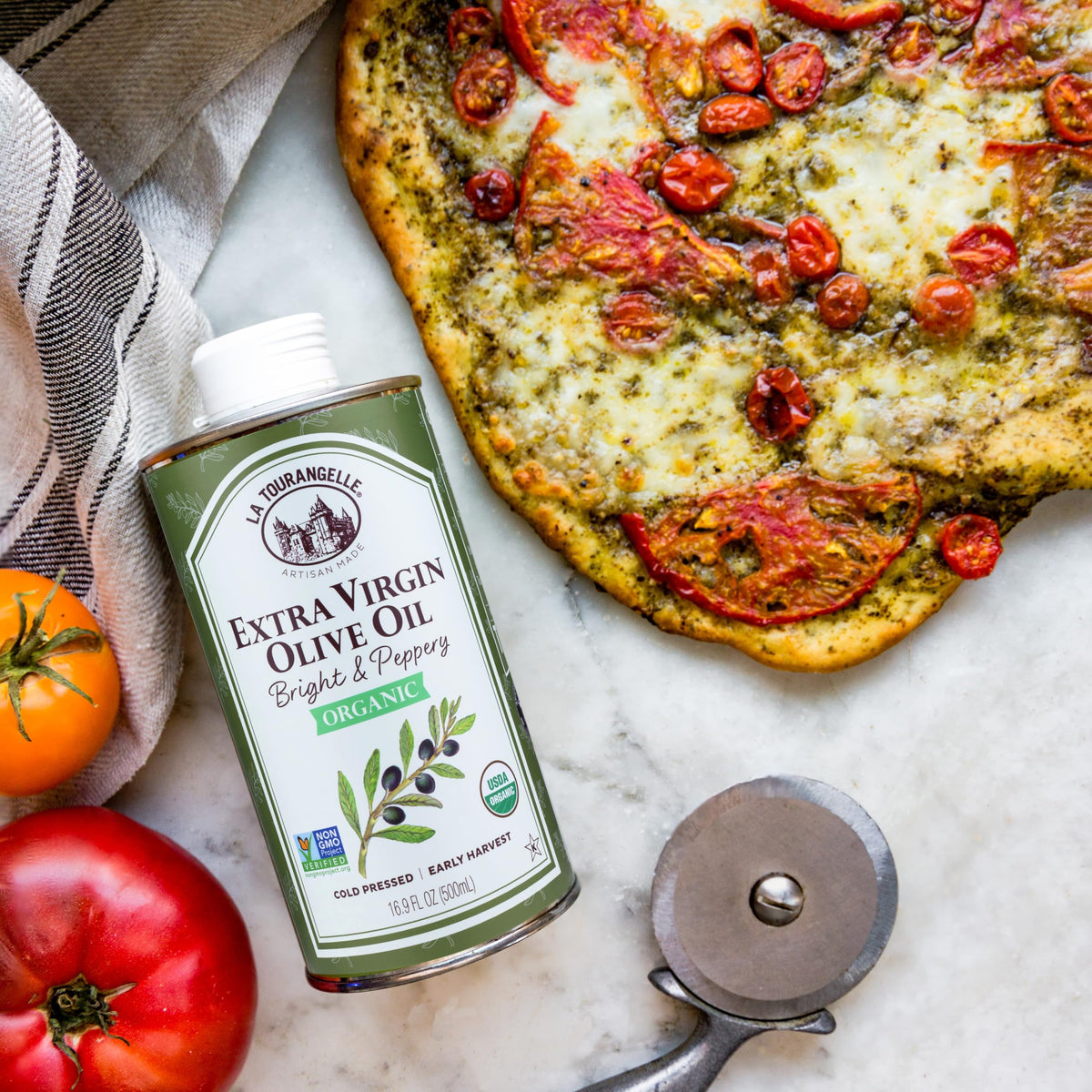 La Tourangelle olive oil on salad elevates brightness and texture.