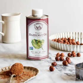 La Tourangelle Roasted Hazelnut Oil dressing glass bottle elevates vinaigrettes and finishes meals.