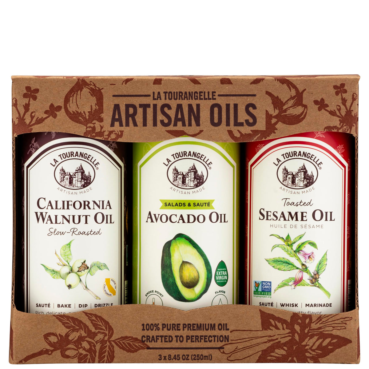 La Tourangelle roasted walnut oil bottle adds nutty depth to salads.