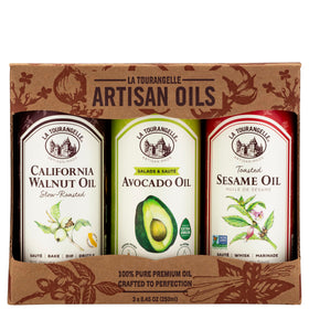 La Tourangelle roasted walnut oil bottle adds nutty depth to salads.