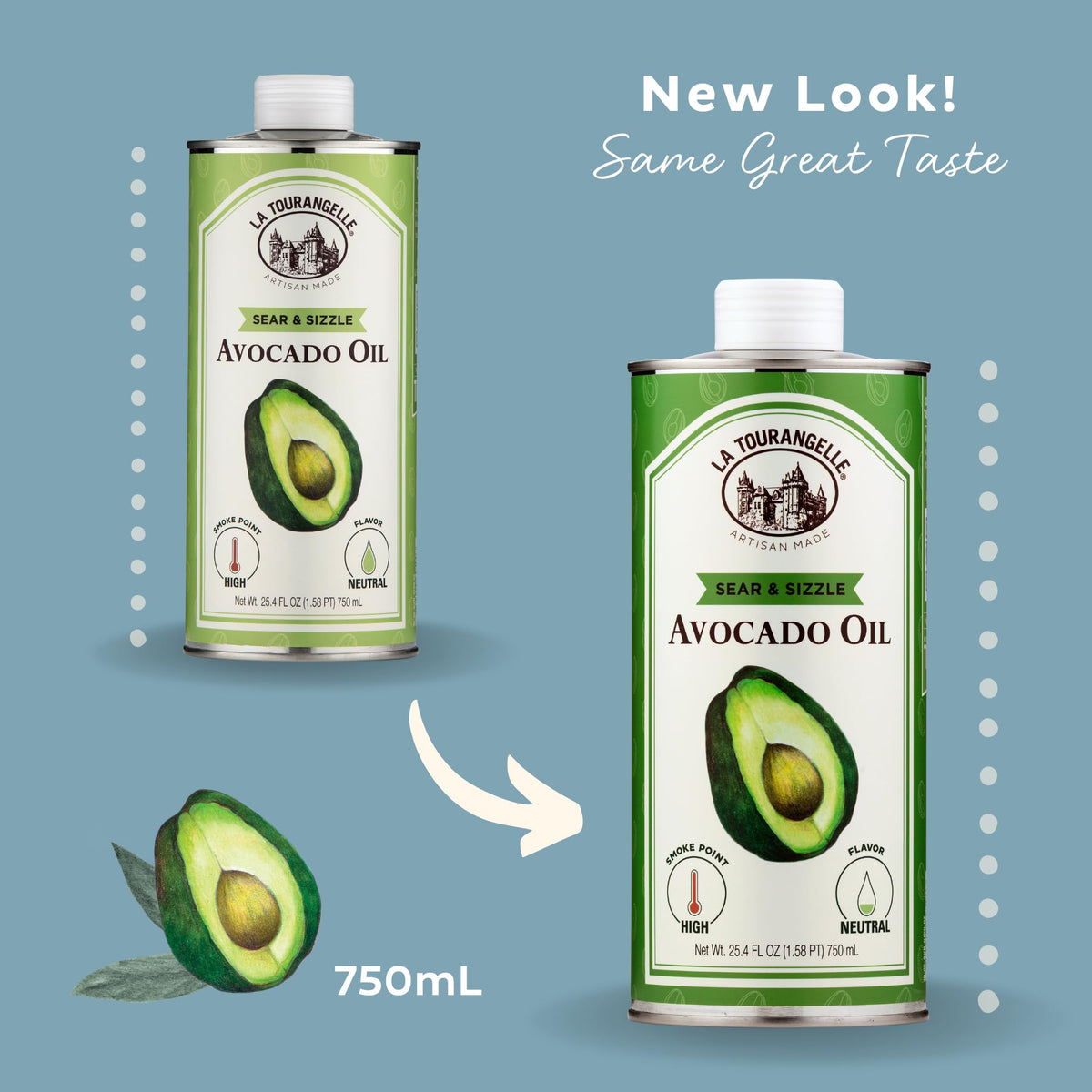 La Tourangelle Sear & Sizzle Avocado Oil in pan for crisp frying and cast-iron seasoning.