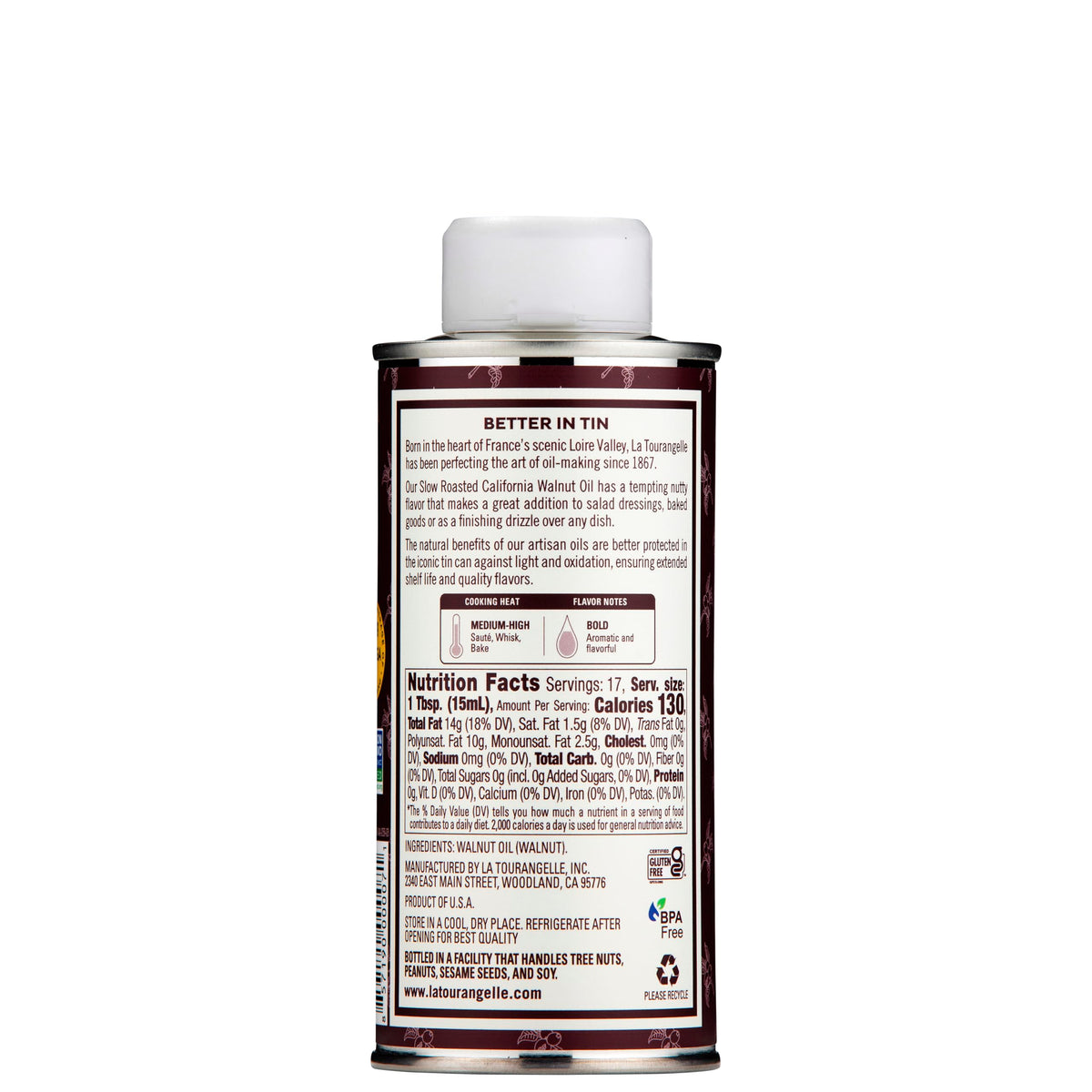 La Tourangelle toasted sesame oil bottle delivers warm, toasted aroma.