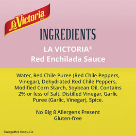 La Victoria red enchilada sauce mild label closeup shows kosher-certified seal