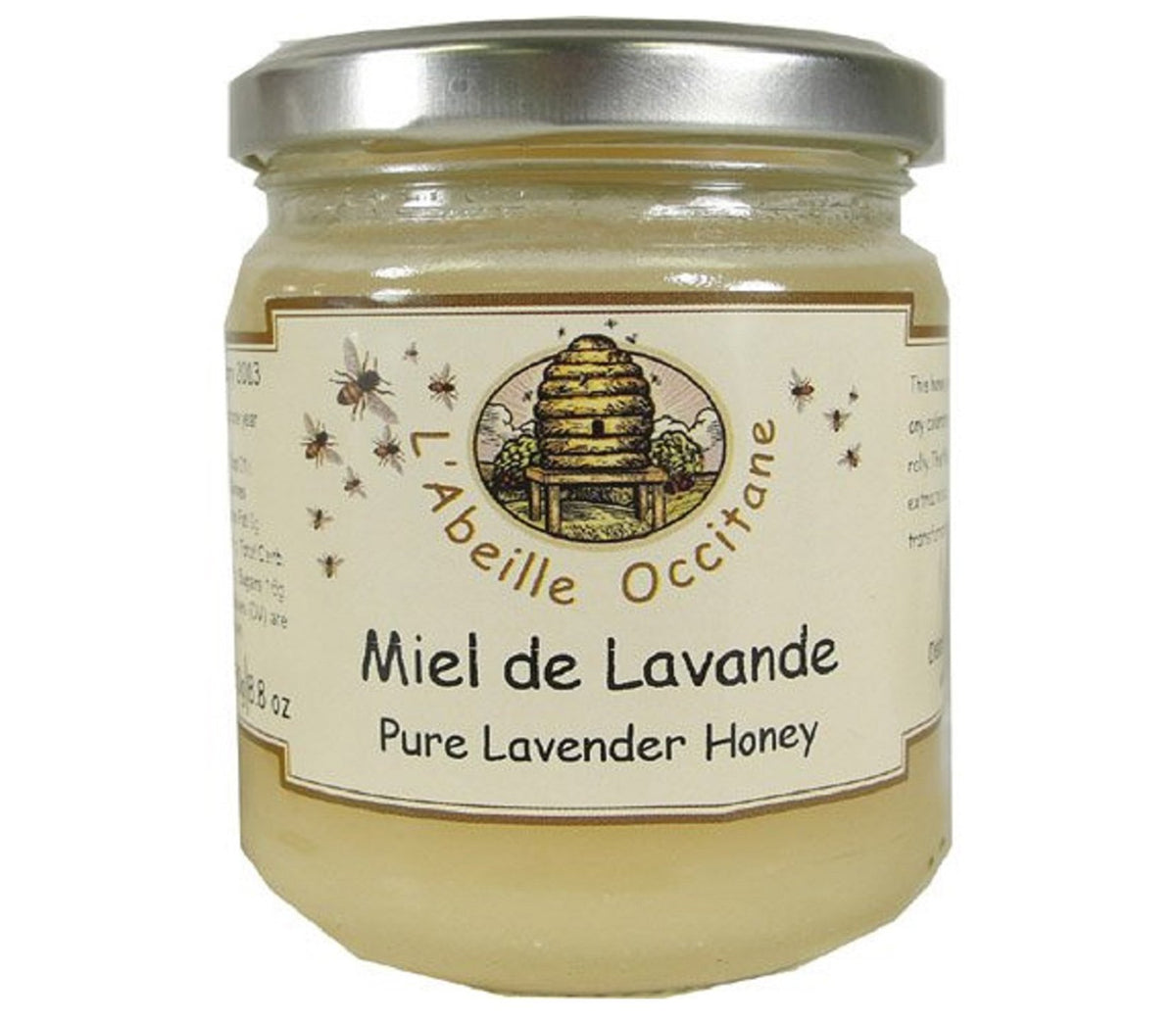 L'Abeille Occitane Lavender Honey jar shows amber color and floral aroma.