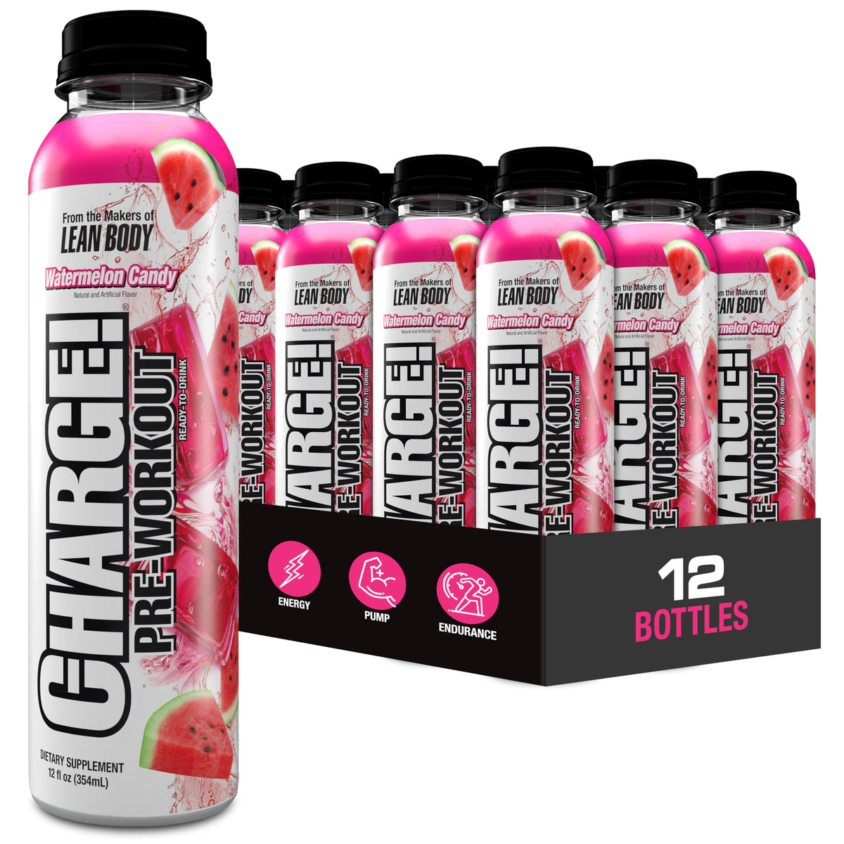 Labrada Charge Watermelon Candy RTD can front view for on-the-go energy.