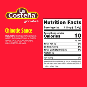 La Costeña Chipotle Salsa in a dip bowl ready for tortilla chips
