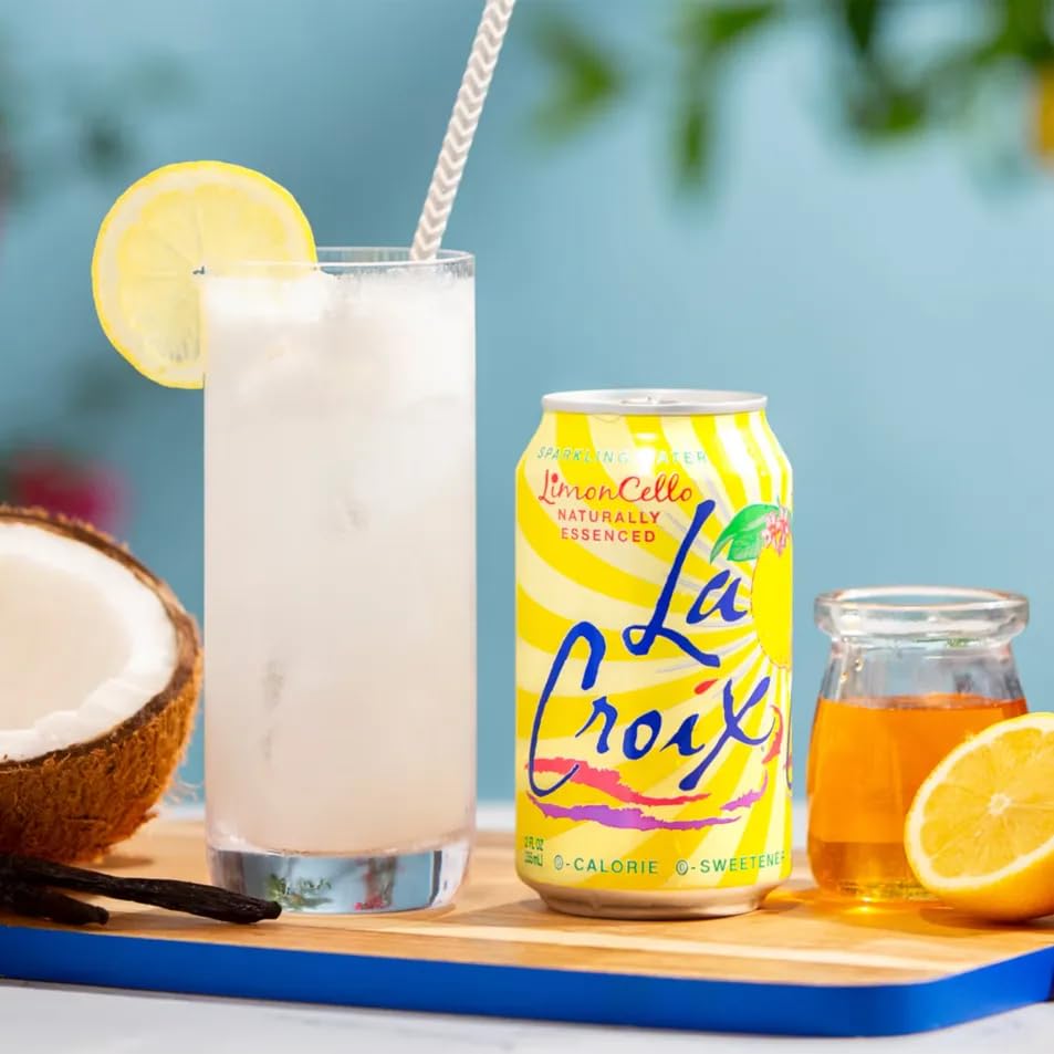 La Croix Cherry Blossom can with glass shows floral notes and elegant hydration.