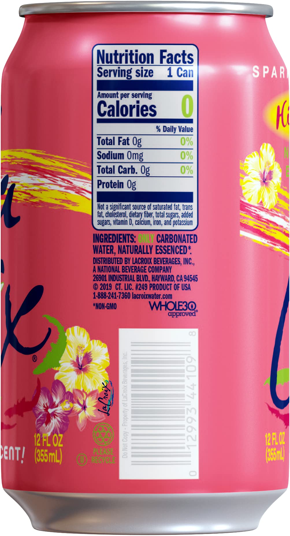 LaCroix Hi-Biscus glass with ice and bubbles promoting refreshing hydration.