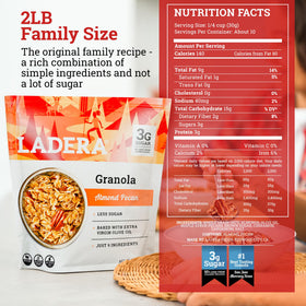 LADERA granola packaging front displays gluten-free and vegan options.