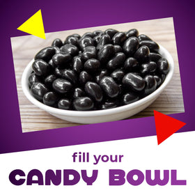 LAETAFOOD black licorice jelly beans centerpiece under warm lighting