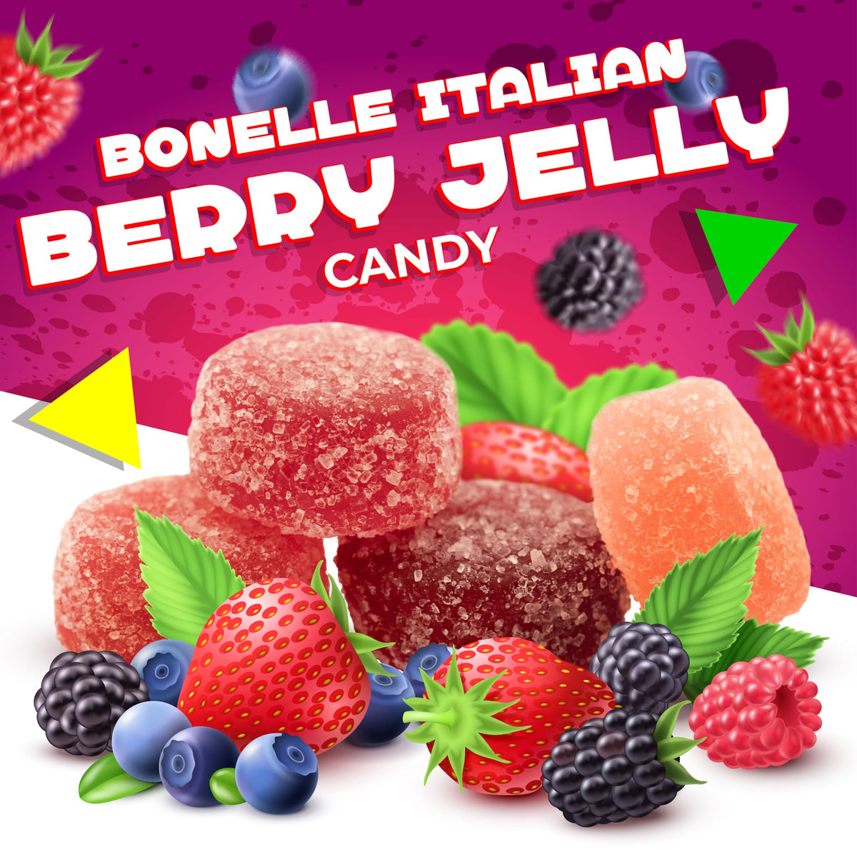 LAETAFOOD Bonelle Berry Jelly Candy raspberry bite highlighting soft chewy texture