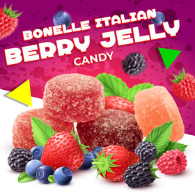 LAETAFOOD Bonelle Berry Jelly Candy raspberry bite highlighting soft chewy texture
