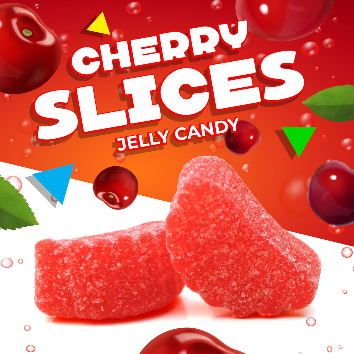 LAETAFOOD Cherry Slices Candy buffet display with bold color and sugar dust