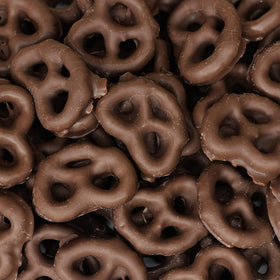 LAETAFOOD dark chocolate covered pretzels 40oz bag closeup, ideal shareable snack