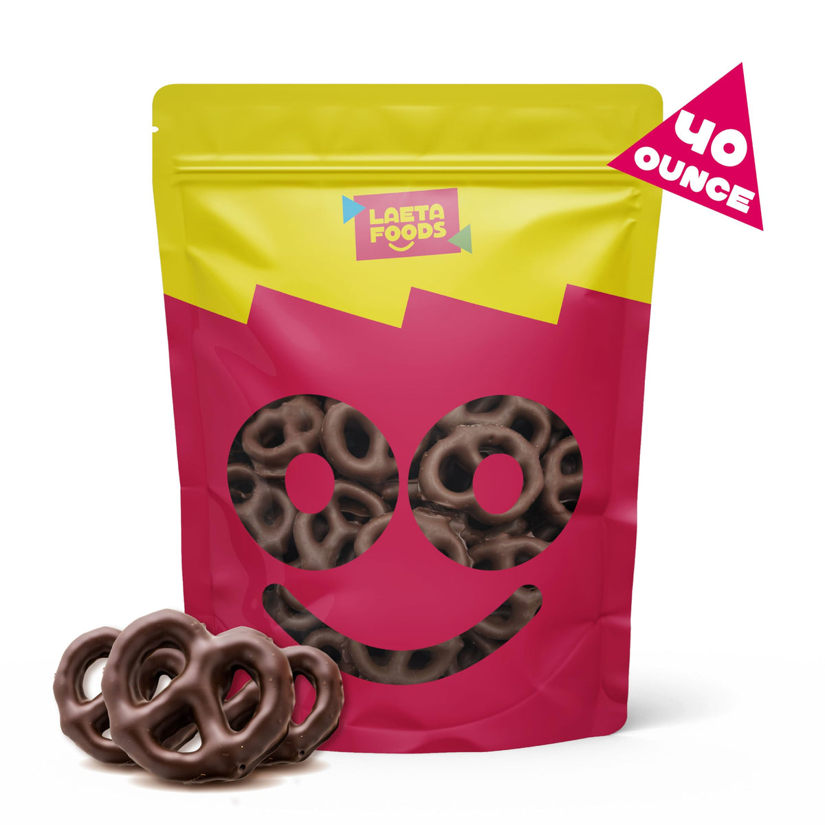 LAETAFOOD dark chocolate pretzels on plate, ready for entertaining guests