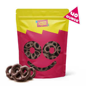 LAETAFOOD dark chocolate pretzels on plate, ready for entertaining guests