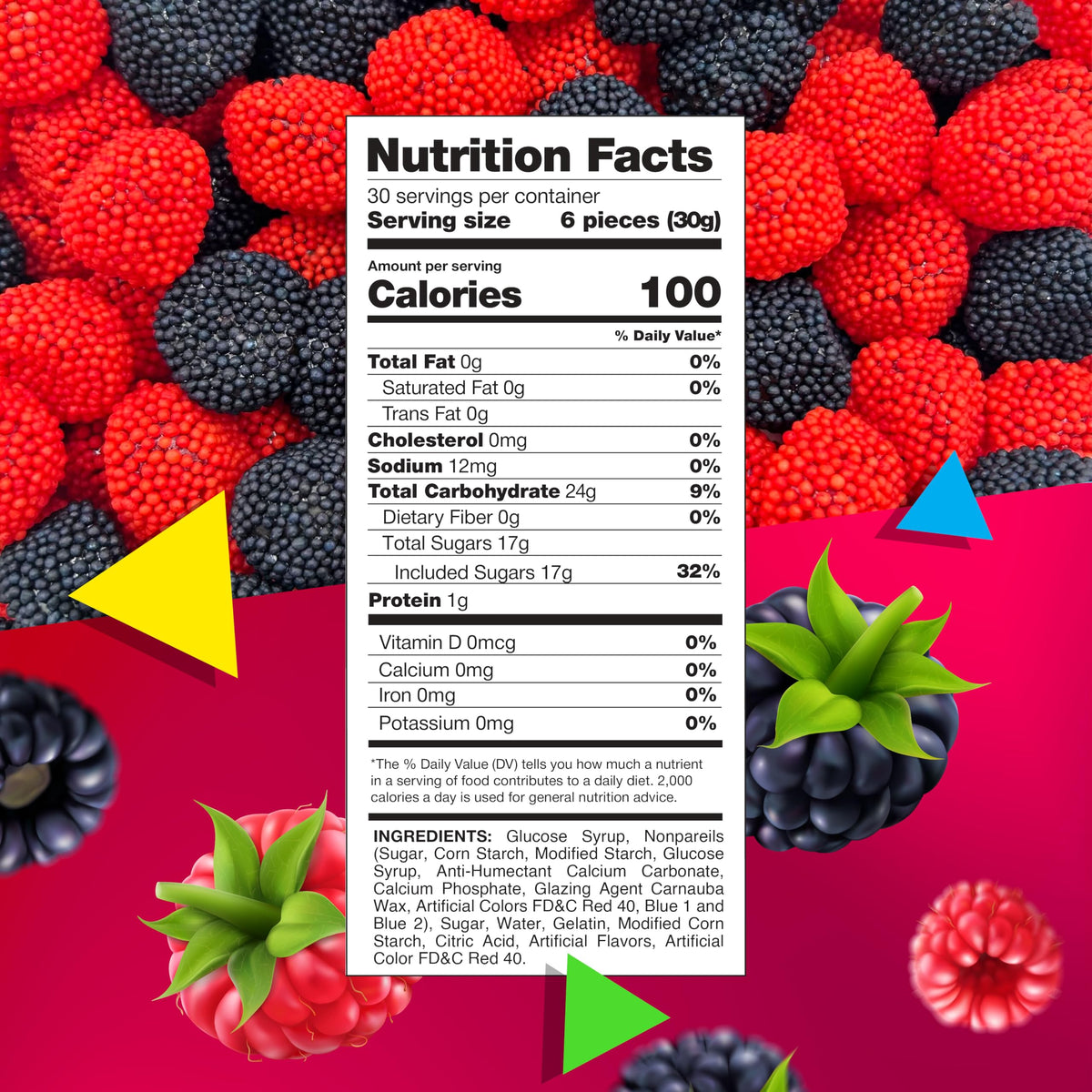 LAETAFOOD dessert topping idea with red-black gummies.