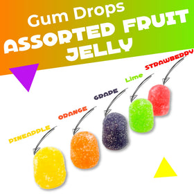 LAETAFOOD Gum Drops assorted flavors; colorful, chewy treats ideal for dessert decorations.