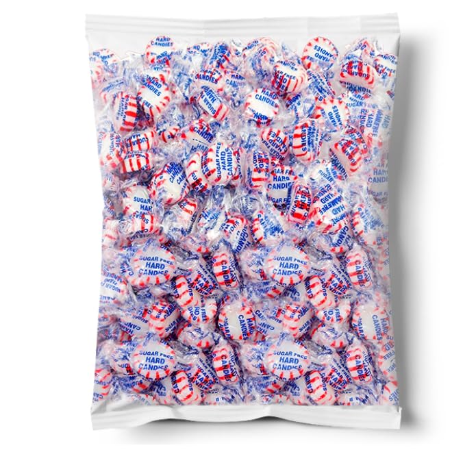Close-up of mints shows smooth, hard candy texture and refreshing peppermint aroma