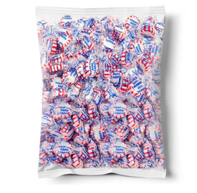 Close-up of mints shows smooth, hard candy texture and refreshing peppermint aroma
