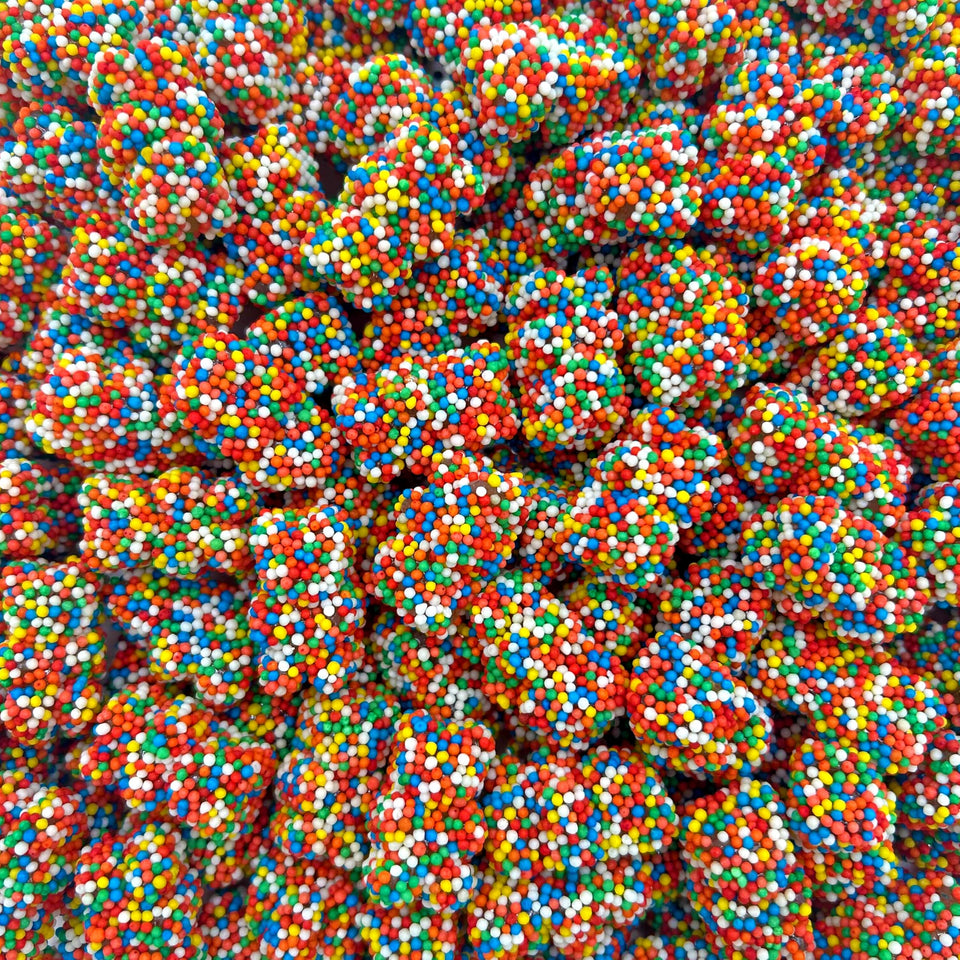 LAETAFOOD Rainbow Nonpareils Bears Gummies in a 2lb bag for party-ready snacking.
