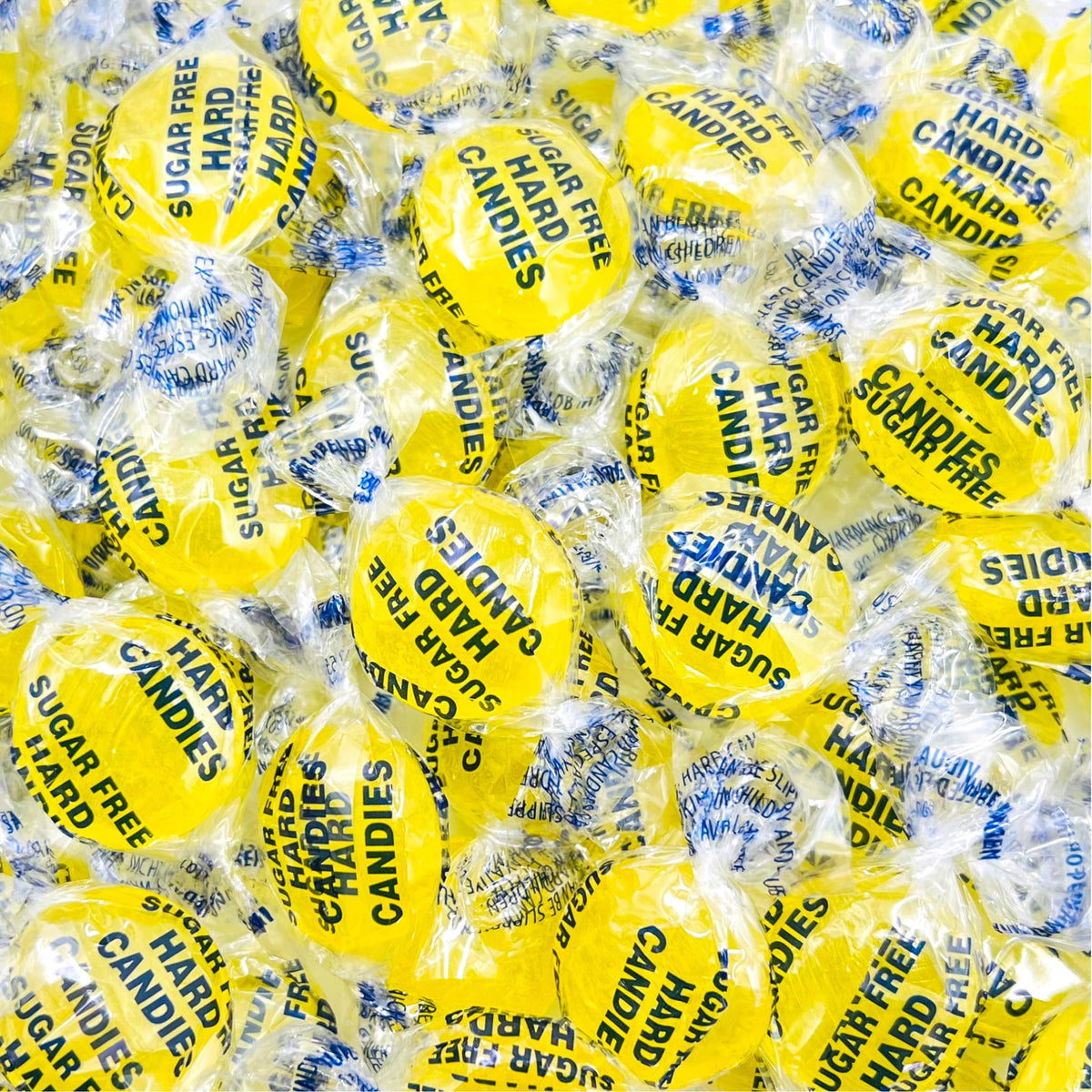 LAETAFOOD lemon hard candy close-up showcases tangy, sugar-free citrus flavor.