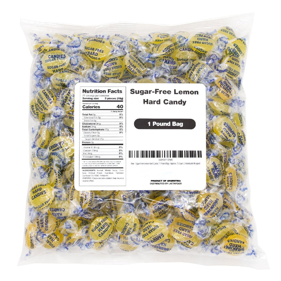 LAETAFOOD sugar-free lemon hard candy pack ideal for on-the-go snacking.