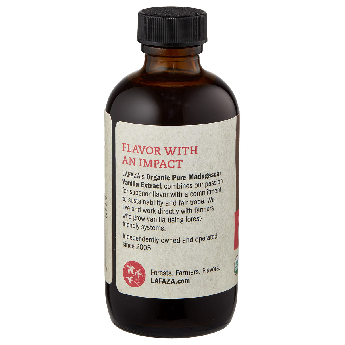 LAFAZA vanilla extract label closeup shows gluten-free and non-GMO certification