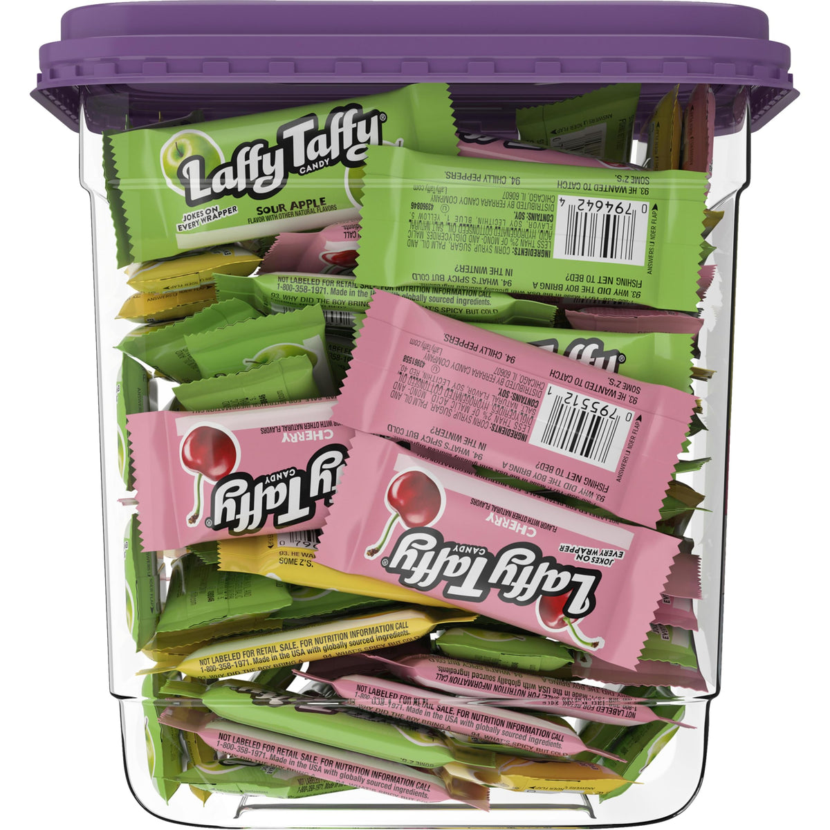 Laffy Taffy 145-count jar on desk, ideal for office candy dish.