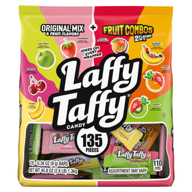 Laffy Taffy Assorted Mini Bars display a fruity variety, ideal for sharing at parties.