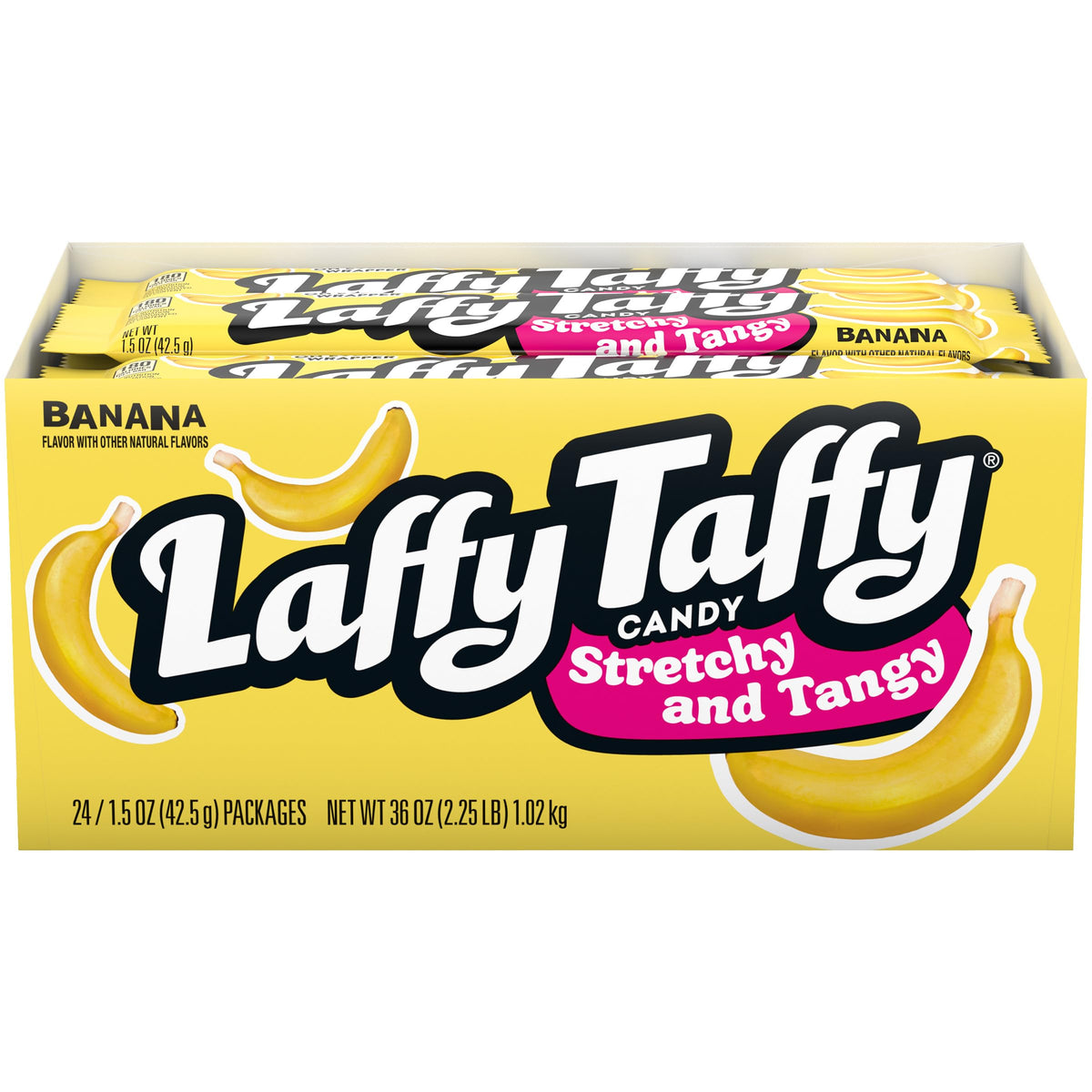 Laffy Taffy Banana bar pack 24, a shareable fruity snack for parties.