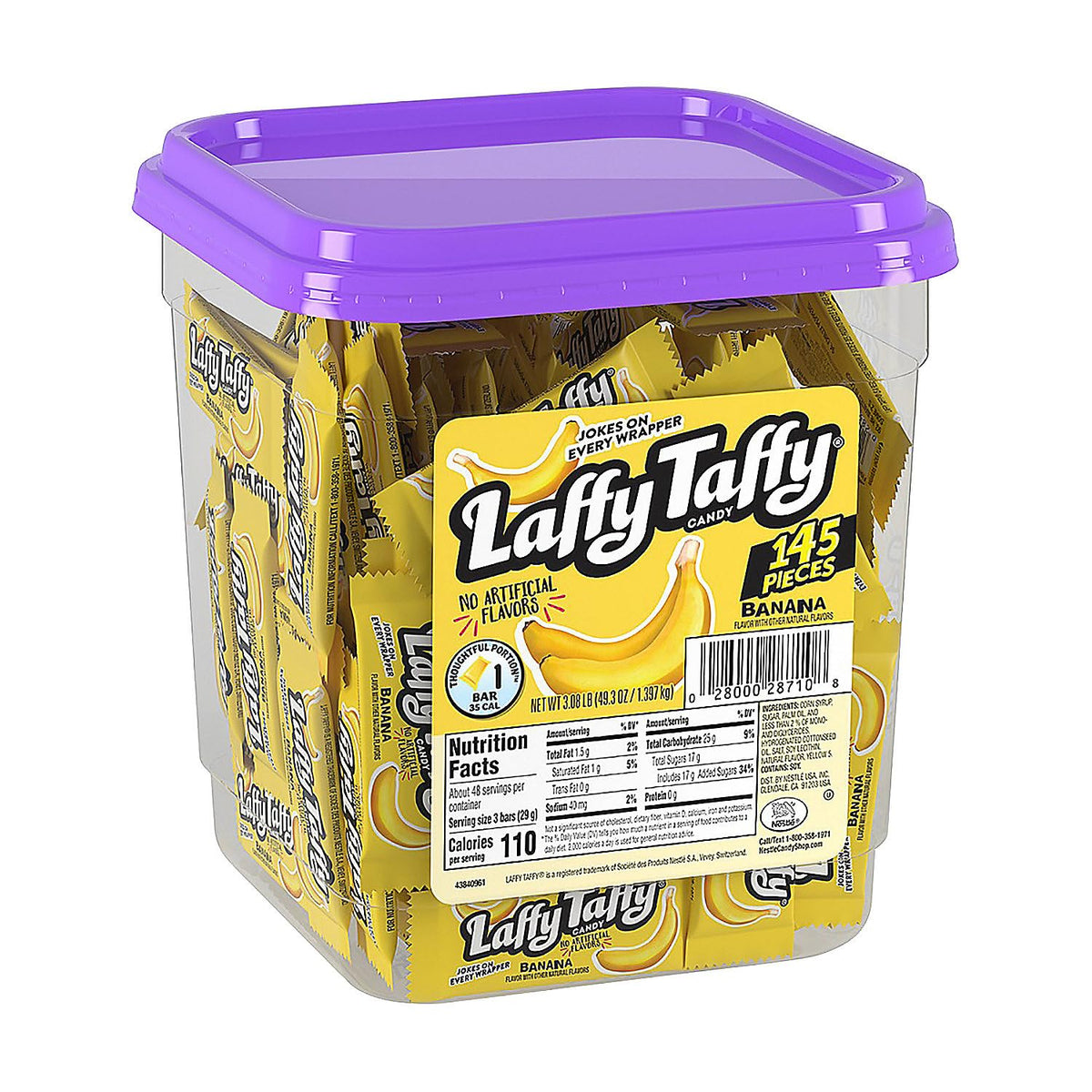 Laffy Taffy Banana mini bars inside bulk tub, ideal for sharing