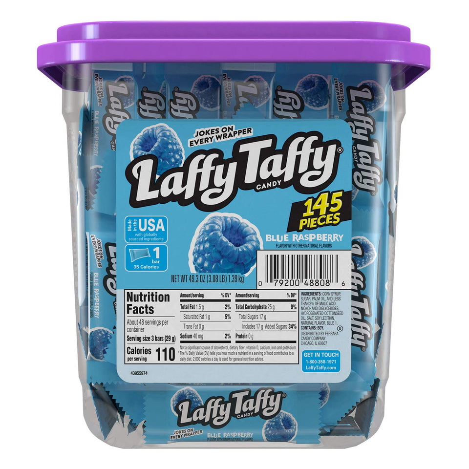 Laffy Taffy blue raspberry mini bars ready to share
