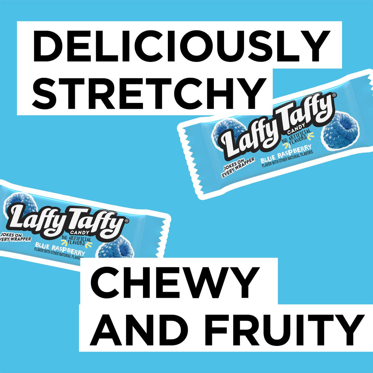 Individually wrapped blue raspberry taffy for quick treats