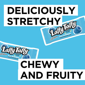 Individually wrapped blue raspberry taffy for quick treats