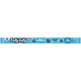 Laffy Taffy Rope Blue Raspberry unwrapped reveals vibrant color and chewy texture.