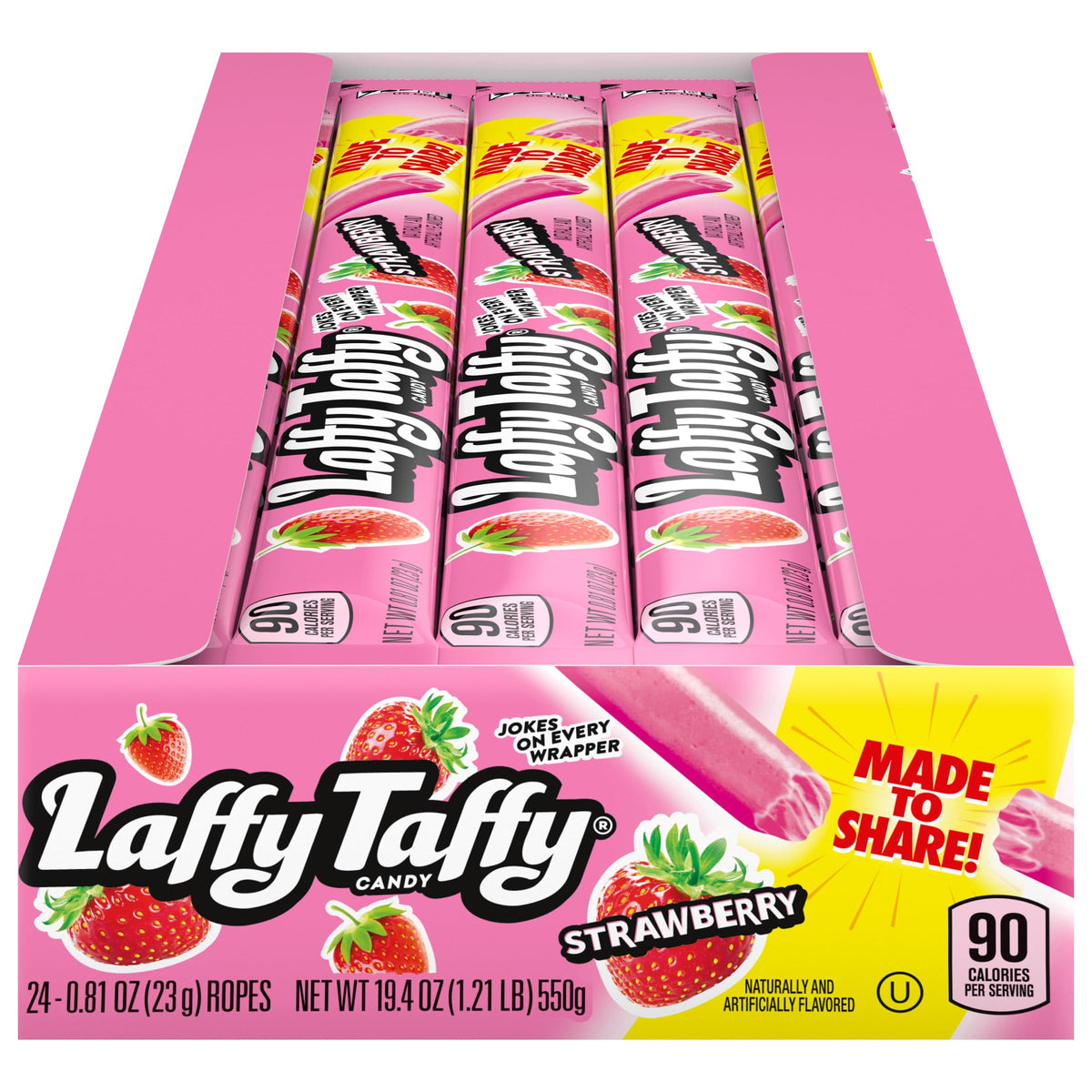 Laffy Taffy Rope Candy Strawberry pack-24 ready for sharing at parties.