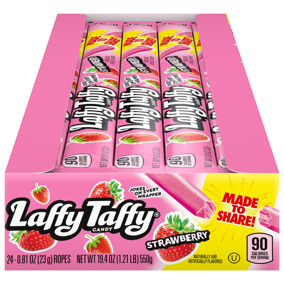 Laffy Taffy Rope Candy Strawberry pack-24 ready for sharing at parties.