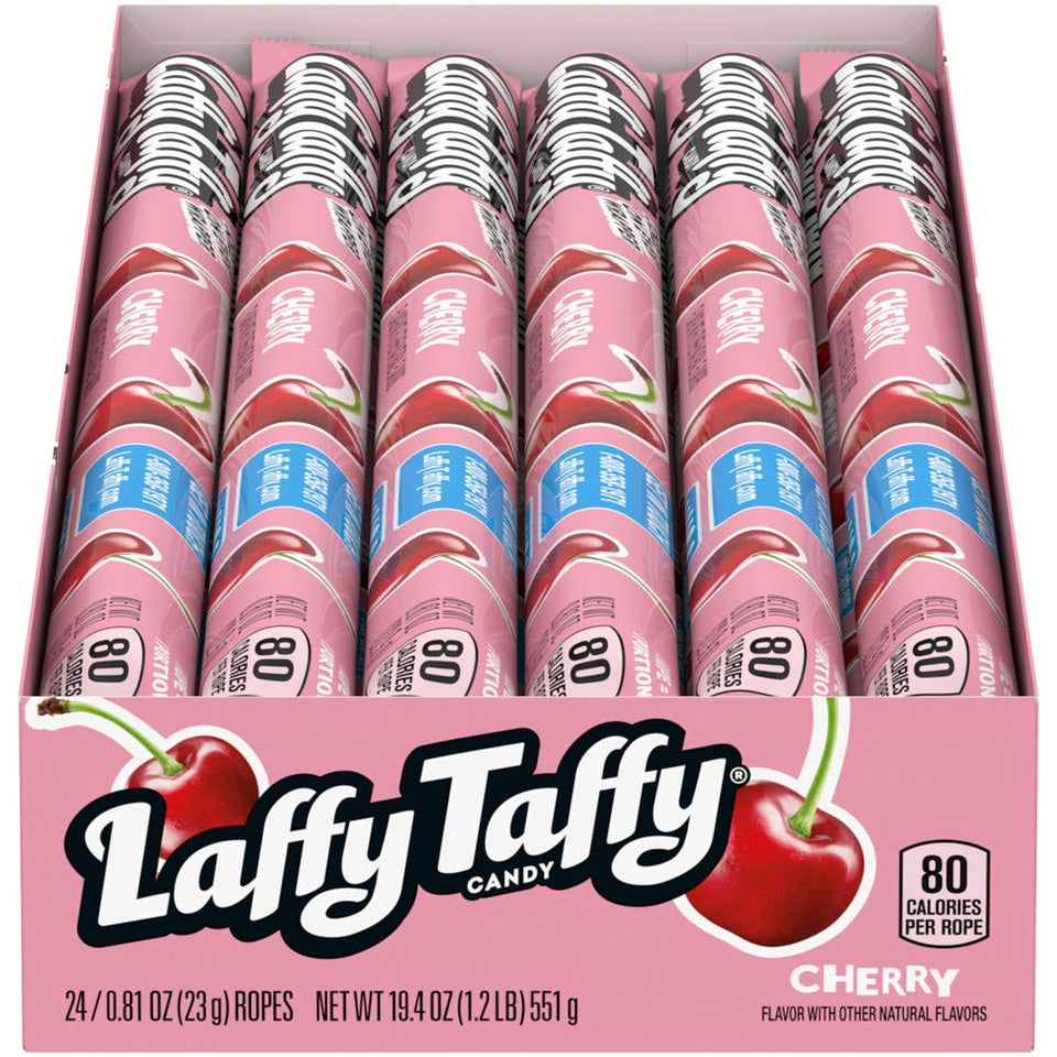 Laffy Taffy Rope Cherry box of 24, ready for sharing at home.