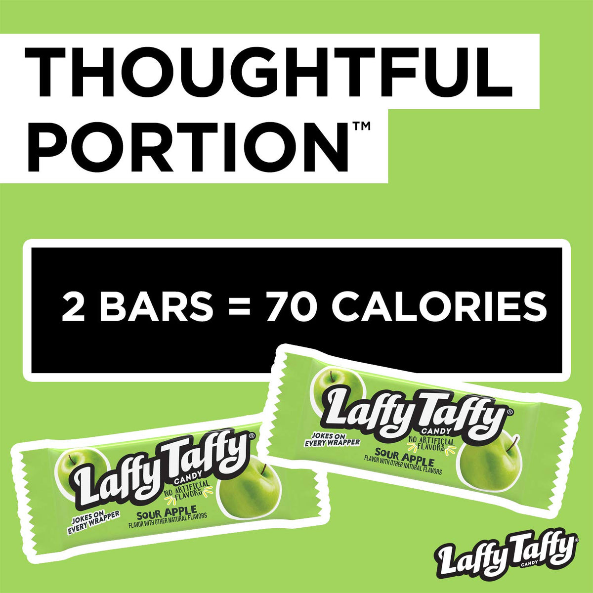Laffy Taffy Sour Apple wrappers with jokes add lighthearted fun.