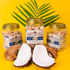 LAFOOCO sea-salt coconut cashews offer a protein-rich snack option.