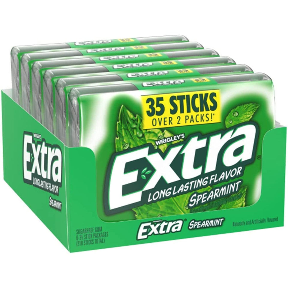 LAIBY Spearmint Extra Gum 35 sticks packaging close-up showing long-lasting flavor