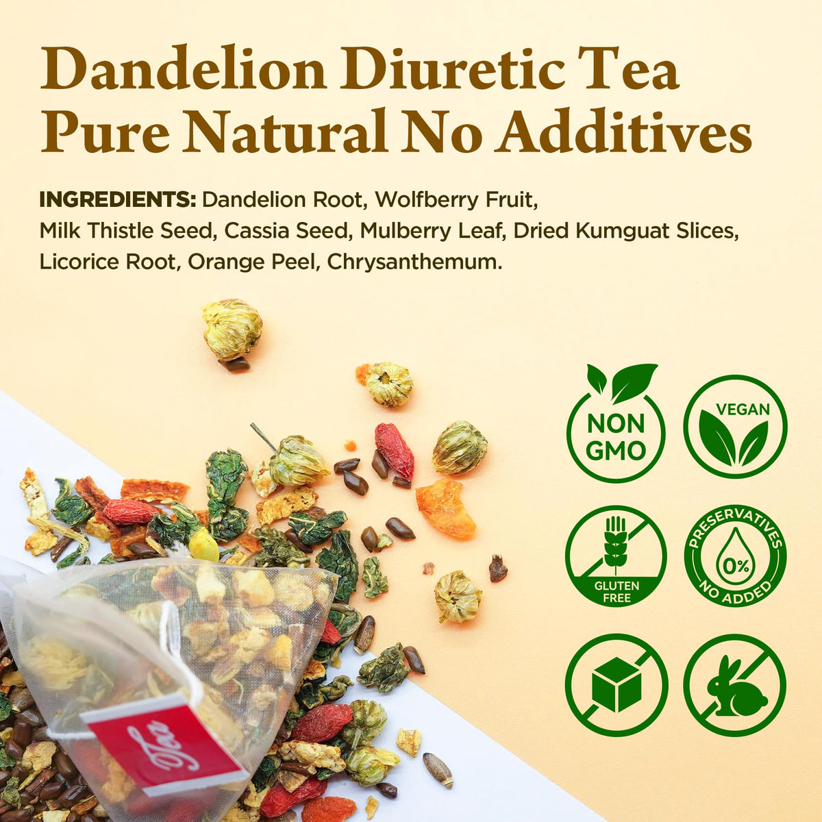 Laicuherb Dandelion Tea brew close-up with earthy aroma