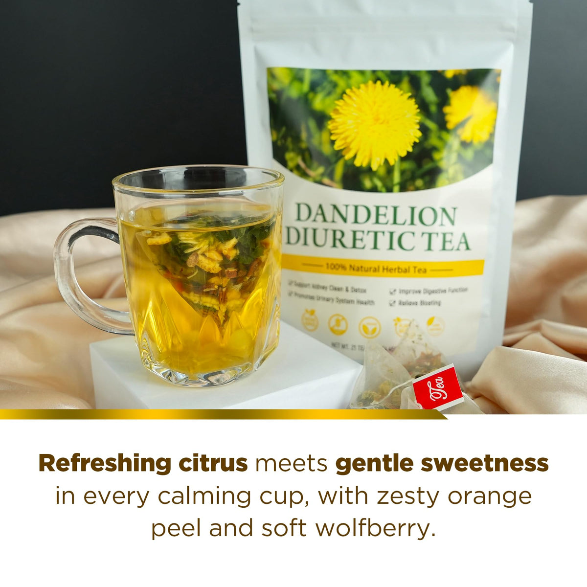 Laicuherb Dandelion Tea Infuser ready for quick brews
