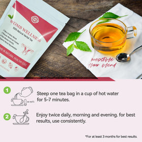 Laicuherb Fertility blend glass mug illustrating balanced hormones and comfort.