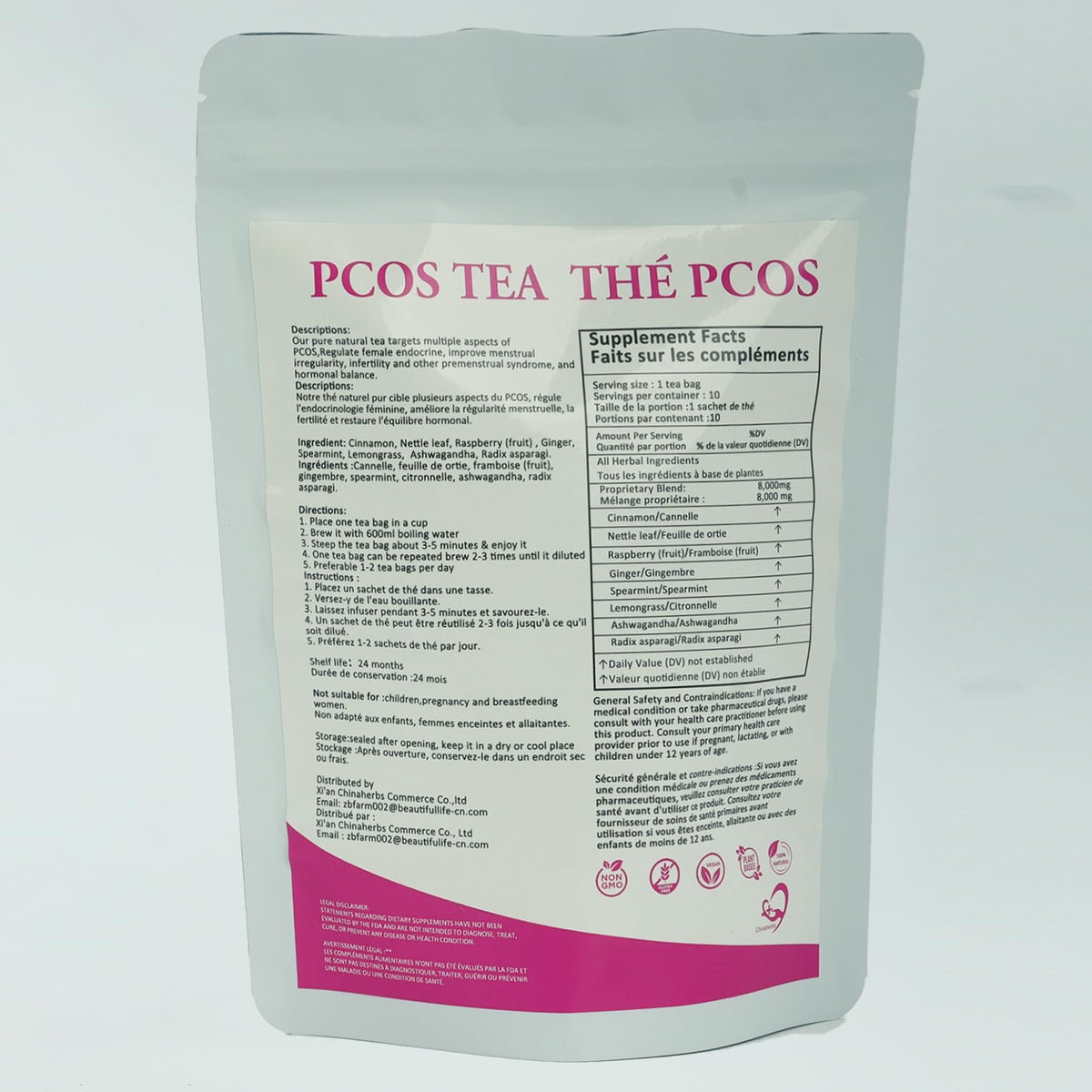 Laicuherb organic spearmint tea label signals pure ingredients.